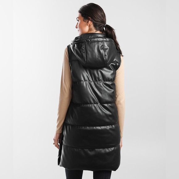 Vigoss Long Black Puffer Vest with Zipper Pockets Size M - Picture 6 of 12